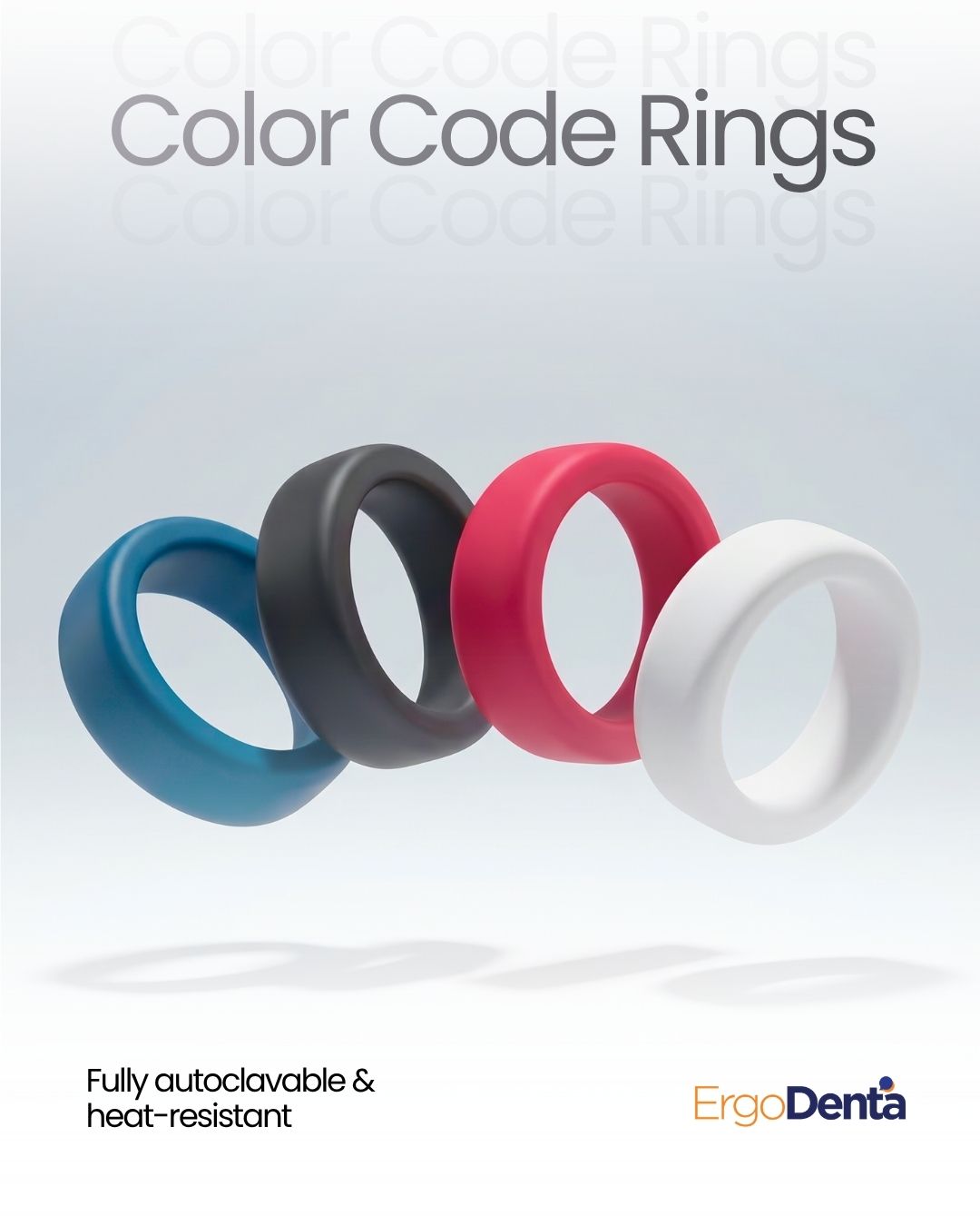 ErgoDenta Color Code Rings — Fully autoclavable & heat-resistant silicone rings