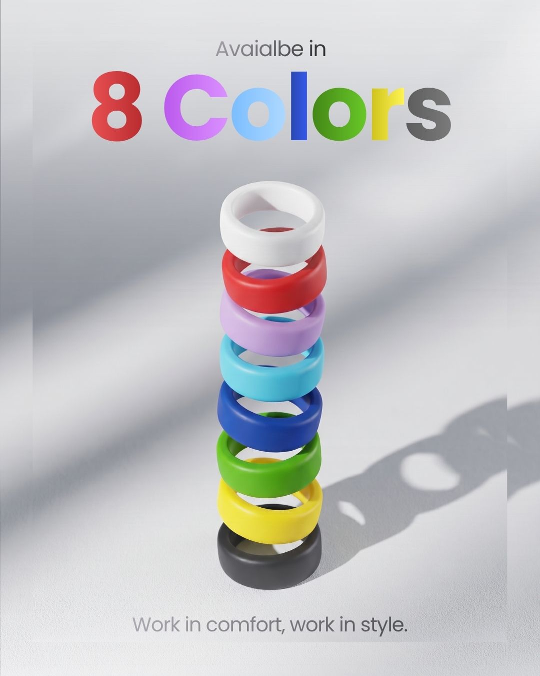 Color Code Rings — Available in 8 colors: black, yellow, green, blue, light blue, lavender, red, white.