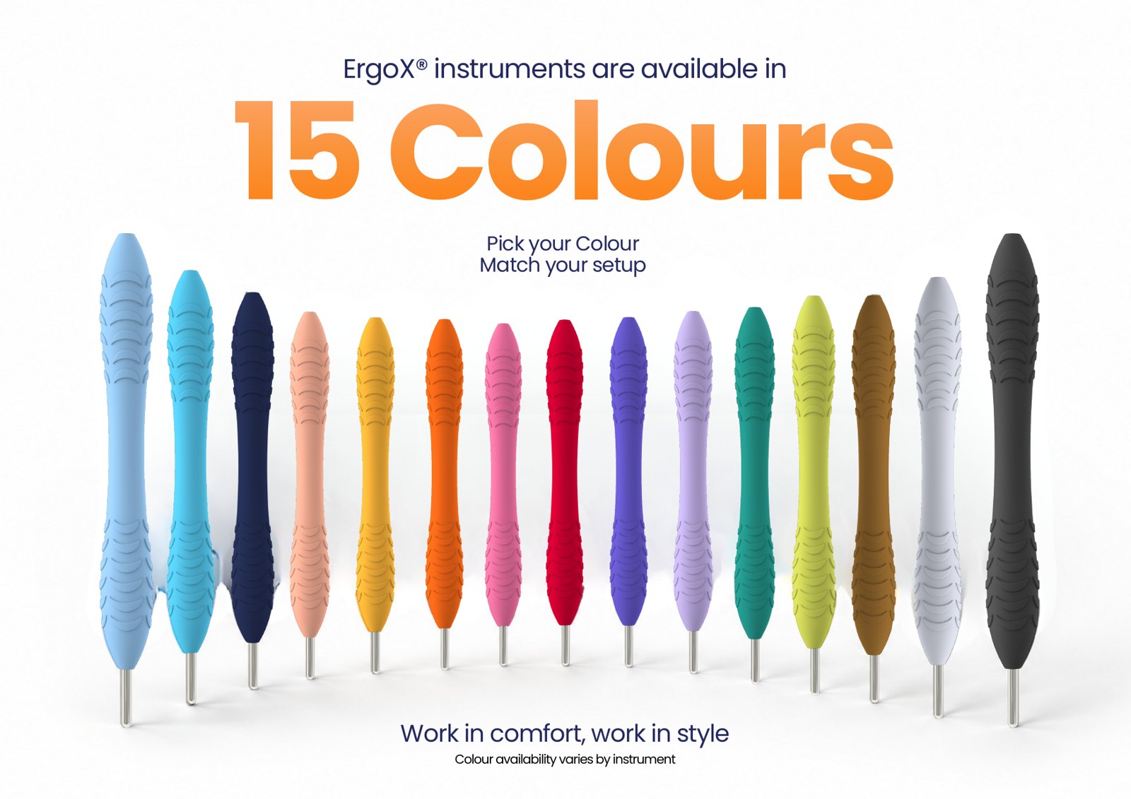 15 ErgoX handle colours – dental instruments | ErgoDenta