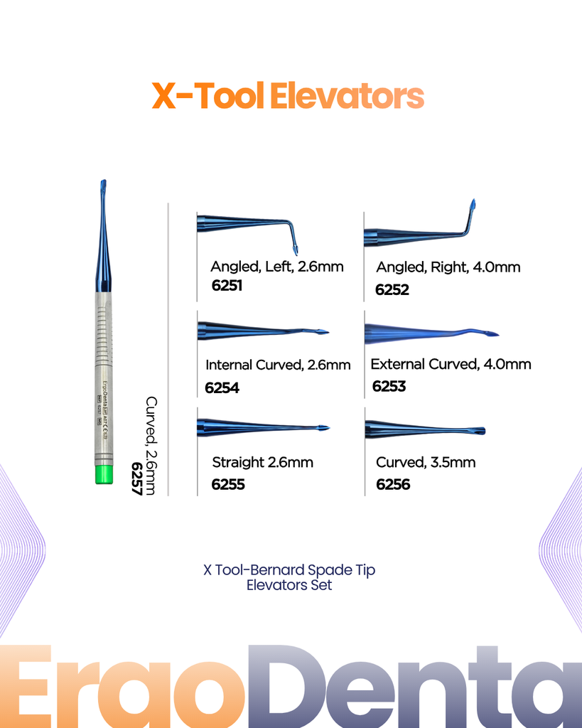 X Tool-Bernard Spade Elevators Complete Set – dental luxating elevators | ErgoDenta