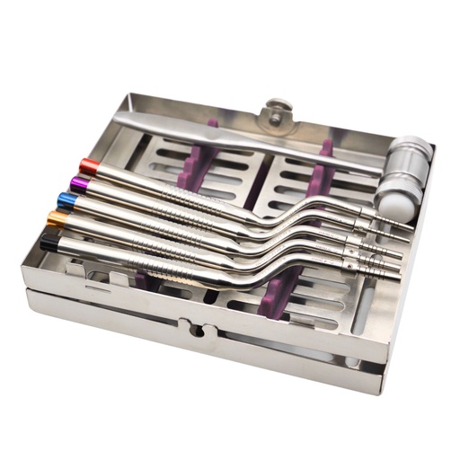 Osteotome Offset, set of 5 with hammer and casette